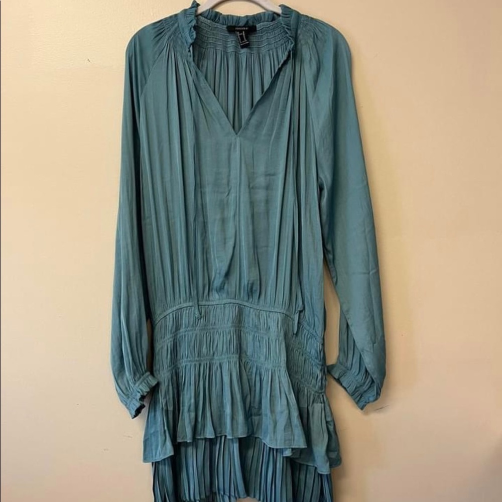 Forever 21 aqua tiered dress